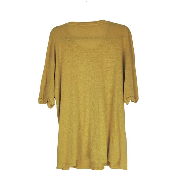 Gianni Lupo Pure Linen Crew Neck Relaxed Short Sleeve T Shirt XXL Mustard Yellow - Picture 3 of 10